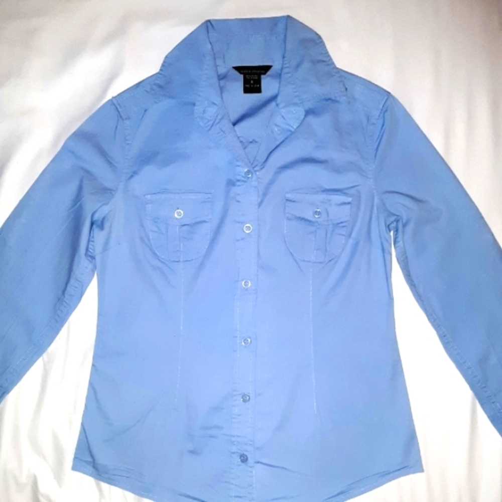 Moda International Blue Dress Shirt Small